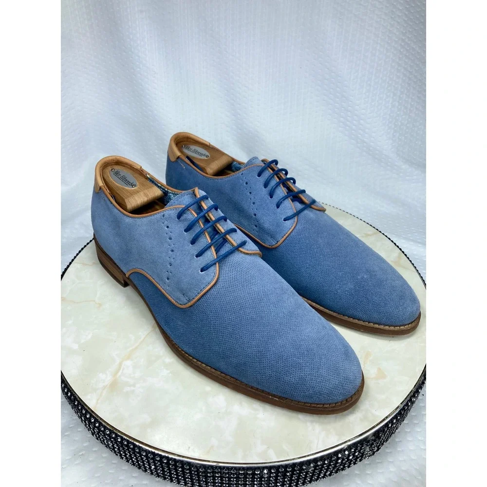 Johnston & Murphy Blue Suede Derby Dress Shoes Men Sz 11 Preppy Business Formal